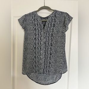Petite blue and white blouse